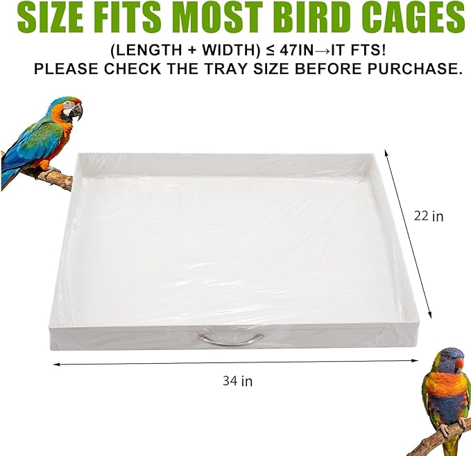 50 Pcs Disposable Bird Cage Liners, 34x22 Inch - Transparent PE Liners for Large Parrot Cages, Fit Amazons, African Greys, Macaws, Easy-to-Clean Tray Accessories