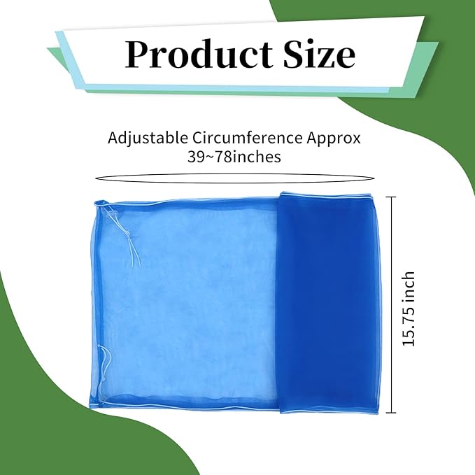 Daoeny 2Pcs Universal Bird Cage Cover, Adjustable Seed Feather Catcher, Soft Airy Nylon Mesh Parrot Net, Birdcage Cover Skirt Sheer Guard for Round Square Cages (Green+ Blue)
