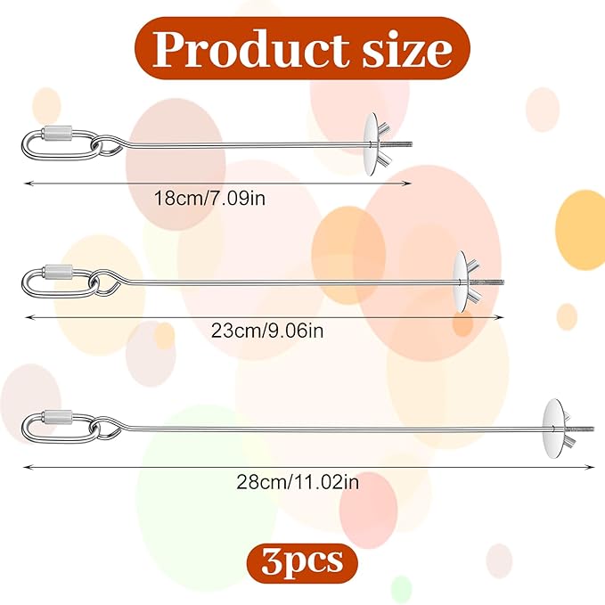 Nogeqi 3PCS Bird Cage Food Holder with Hook, Stainless Steel Bird Feeder for Cage, Parrot Fruit Skewers, Birds Foraging Toys for Macaw Parakeet Parrot Budgie (3 Sizes)