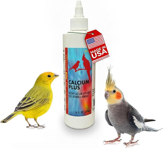 Morning Bird Calcium Plus Liquid for Birds – Calcium Supplement with Vitamins and Minerals for Strong Eggshells, Healthy Bones - Support Growth, Breeding, and Wellness for All Birds 16 Fl Oz