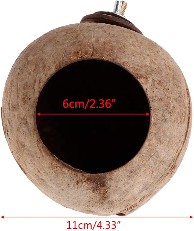 MOMU Parrot Nest Natural Coconut Shell House Cage Feeder Parakeet Birds Squirrel Hamster Toys Pet Breed Decoration Supplies Pendant