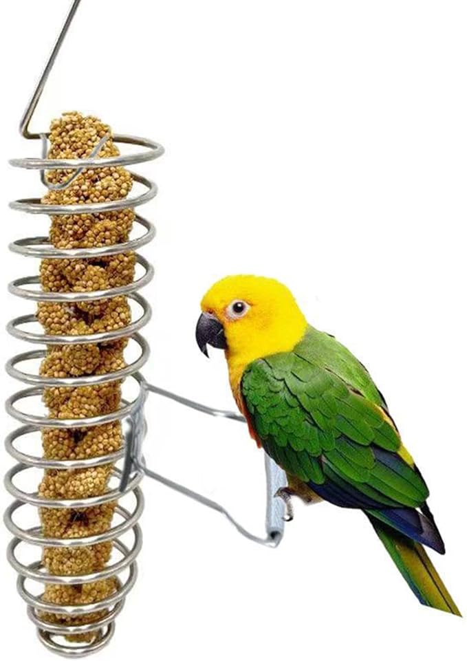 Bird Foraging Feeder, Food Fruit Basket Holder, Stainless Steel Birds Food Holder for Parakeet Cockatiel African Grey