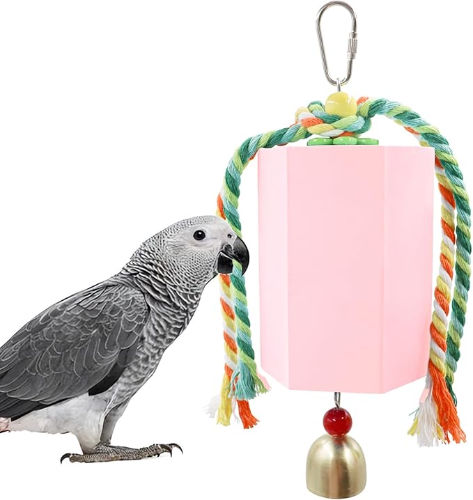 Bird Beak Grinding Stone, Parrot Chew Toys with Bells, Parakeet Toys, Cage Accessories for African Grey, Amazon Parrots, Budgies, Cockatiels, Lovebirds, Conures, Quakers, Small to Medium Birds