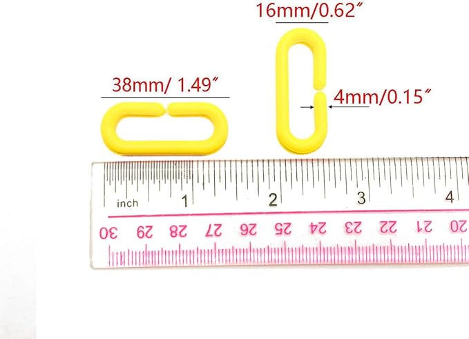 200-Piece Yellow Plastic Chain Links & Toys - Interlocking C-Clip Bird Cage Accessories for Parakeets, Sugar Gliders, Small Pets (Climbing/Swinging Toys)