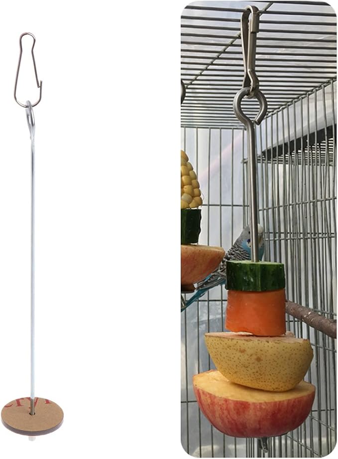 Bird Food Holder Parrot Foraging Toys For Hanging Stainless Steel Treat Veggie Skewer For Parakeets Conures Bird Feeders For The Garden Bird Feeders Stations With Stand Bird Feeder Hanging Bird