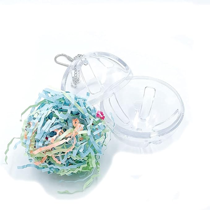 3.5" Hanging Plastic Forager Ball Toy to Unscrew with shredding Paper Inside for Medium and Large Parrot