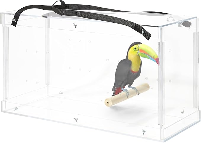 PENNZONI Macaw Acrylic Carrier, Large Bird Carrier, Crystal Clear Acrylic Bird Carrier, Bird Travel Carrier, Acrylic Bird Transporters