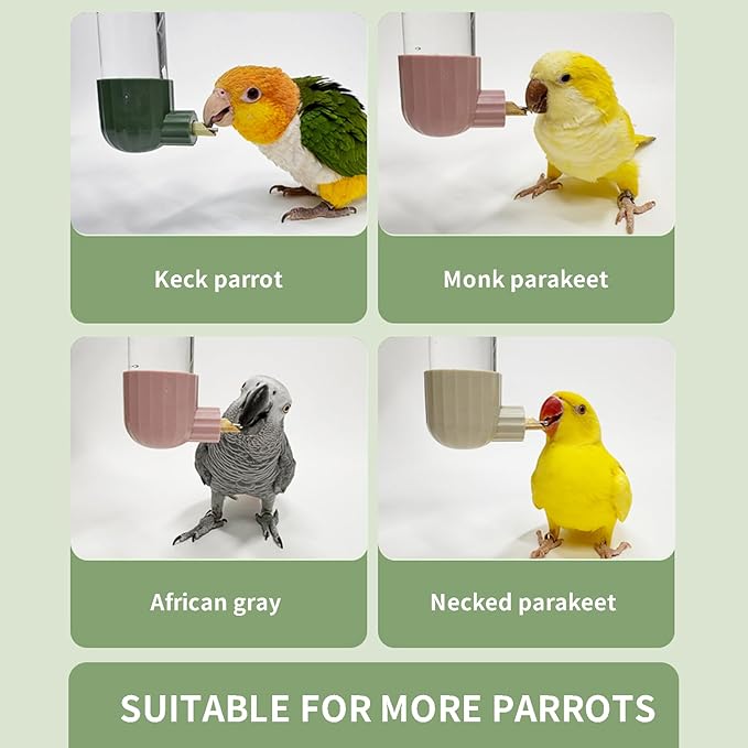 AOTU 7.4 Fl Oz Bird Water Dispenser Automatic Bird Water Feeder for Cage Parakeet Water Dispenser, Clear Cage Water Drinker for Cockatiels parakeet Budgies Green-cheeked Conure African Grey Sun Conure