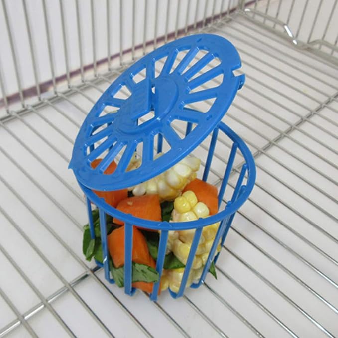 POPETPOP 2Pack Bird Parrot Feeder Cage Fruit Vegetable Holder Cage Hanging Basket Container Foraging Toys Bird Food Holder Accessories