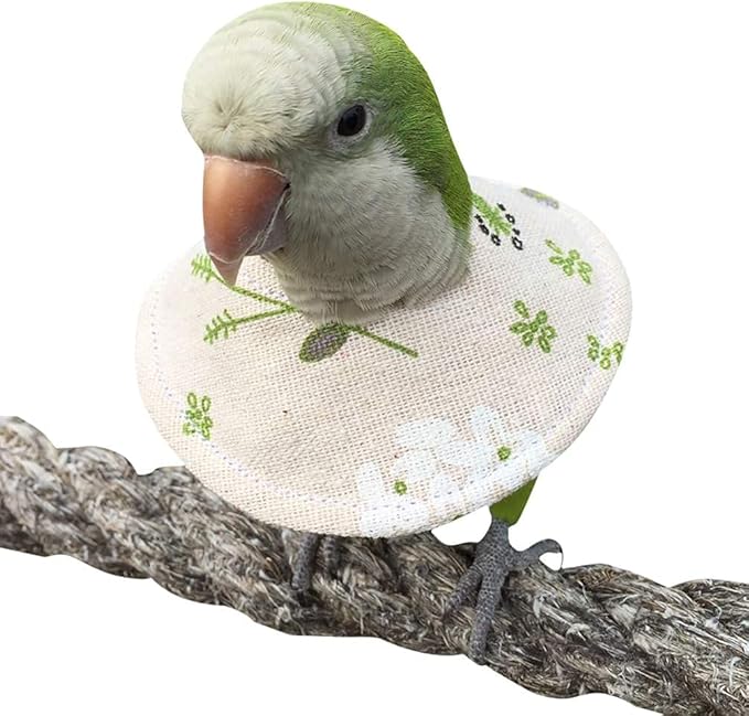 Bird Collars,Adjustable Recovery Collar Parrot Elizabeth Collar for Feather Plucking Feather Protector Shield with Soft Padded Cotton Neck Cone Anti-bite Anti-Licking Wound Healing (M,Flower)