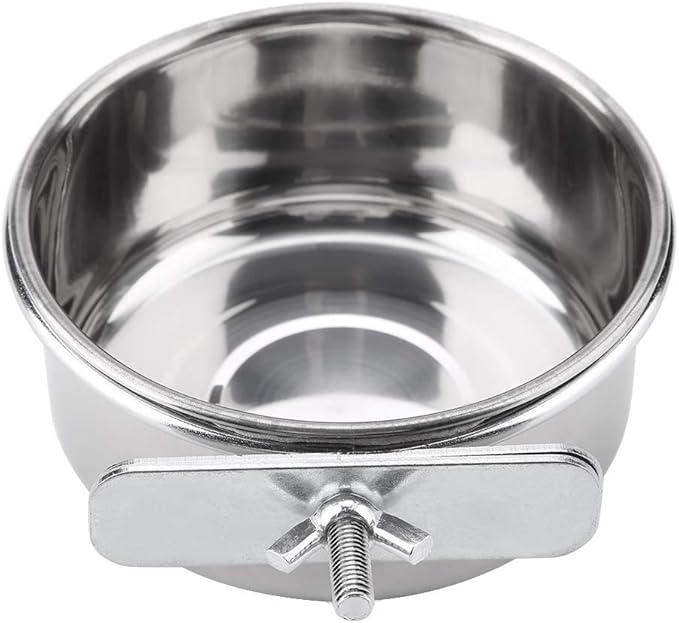 Hanging Adjustable Food Water Food Feeding Bowl Stainless Steel Parrot Parakeet Feeder Bird Cage Accessory Drinking Cup (M)