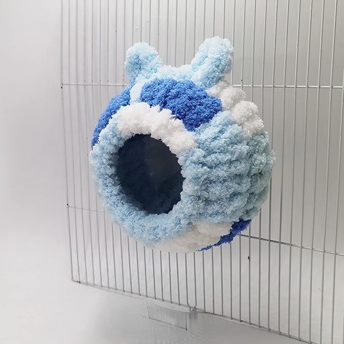 Winter Warm Bird Nest Bed Hanging Hammock Snuggle Hut Parrot House Tent Toy Bird Cage Perch for Bird Budgies Lovebird Finch Hamster Chinchilla Guinea Pig (Sky Blue)