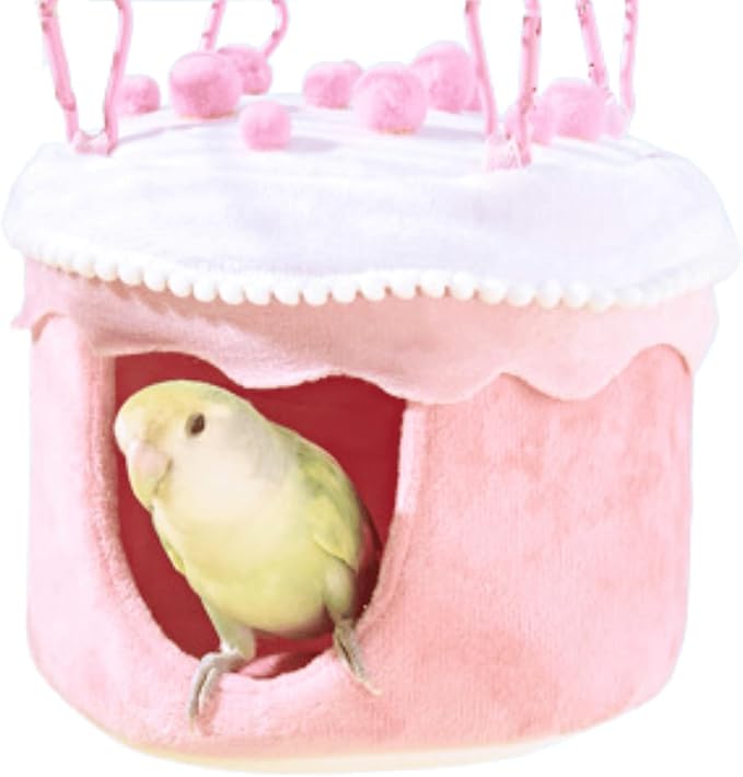 Bird Plush Nest Bed Hanging Soft Warm Hammock for Birds Parrot Parakeet Cockatiel Conure Budgie Finch Lovebirds Quaker Hamster Rat (Pink)