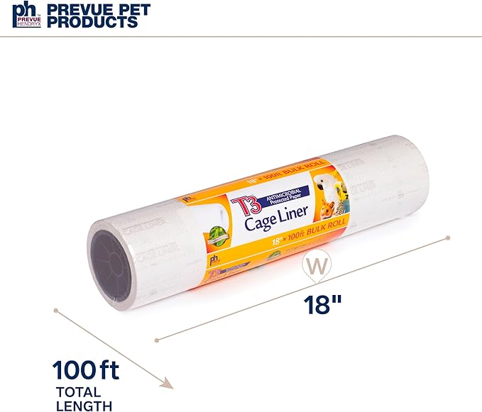 Prevue Pet Products T3 Cage Liner - Bird Cage Accessories, 100 ft Odor Absorbent Protection, Universal Liner for All Birds, Fits Small, Medium, and Large Enclosures, Simplifies Cleaning - Large Size