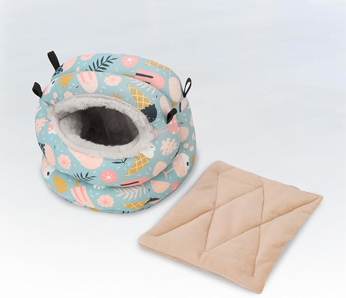 Bird Nest House Winter Warm Bird Bed Hanging Hammock Snuggle Hut for Parakeets Budgies Cockatiels Conures Quaker Parrot (Small, Blue)