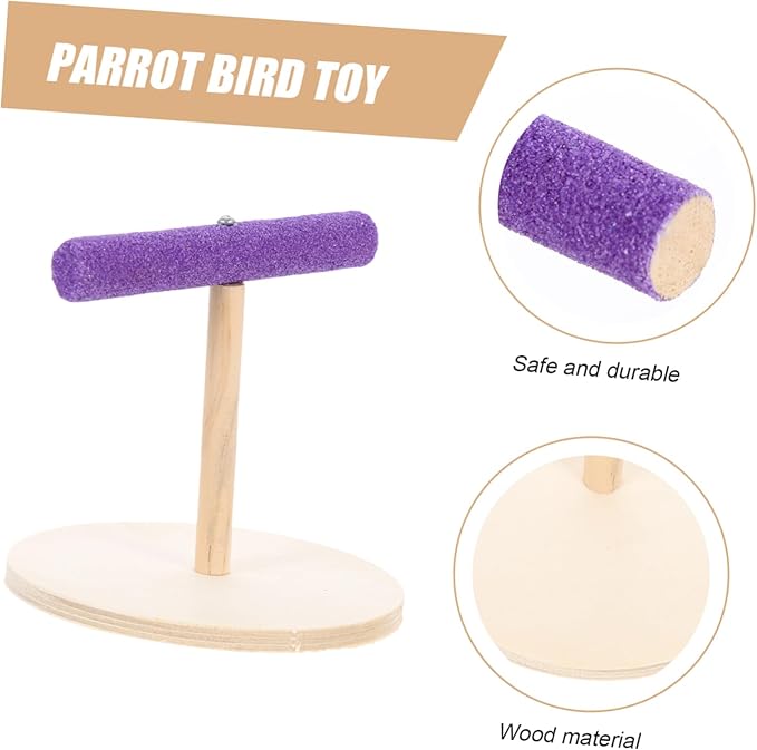 VANZACK Decorative Parrot Perch Platform Natural Wooden Bird Stand for Parrots Parakeets Sturdy Durable Accessory to Enhance Pet Environment and Curiosity
