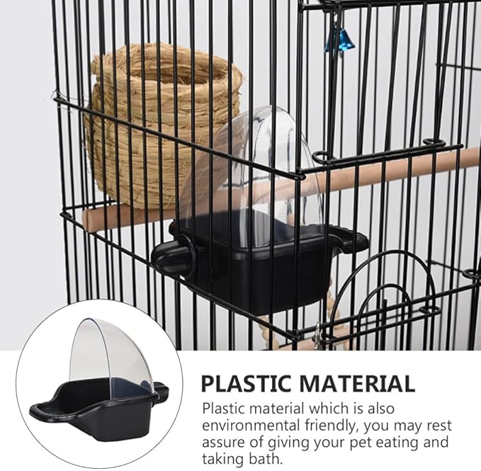 STOBOK Plastic Bird Feeder, Bird Bath Tub, Suitable for Small Parrots and Finches, 12.50x12.50x12.50cm