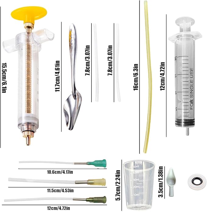 Bird Feeding Syringe Set,Parrot Syringe Feeder with Feeding Spoon and Tubes,Baby Bird Feeding Syringe Manual Tools for Pigeons Parrots Small Animals Feed Liquid Milk Medicine (Clear 20ML+50ML)