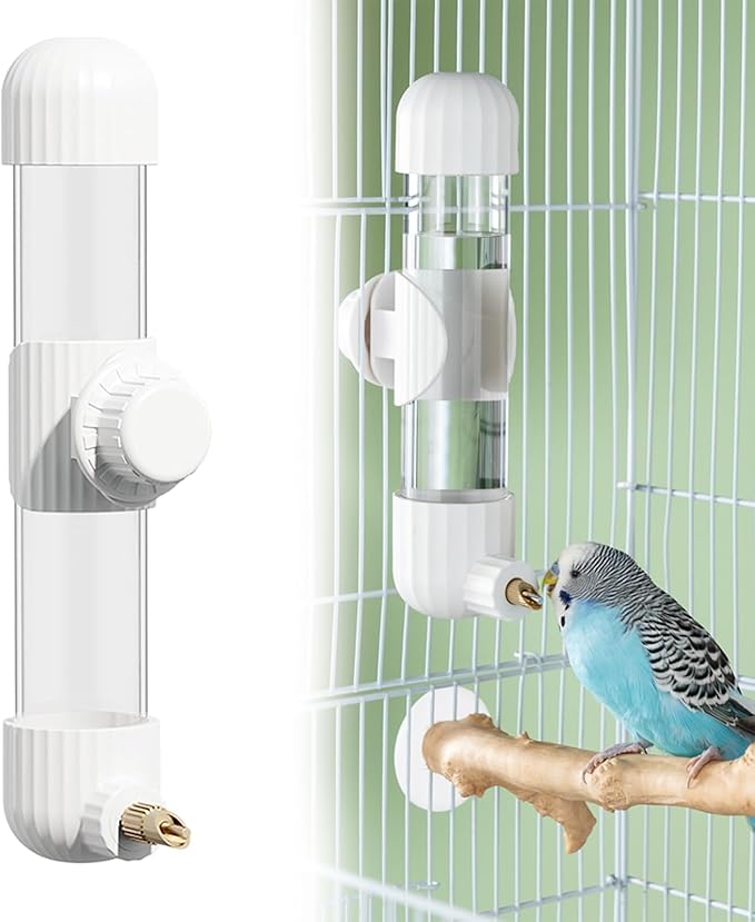 AOTU Bird Cage Accessories, Bird Water Bottle & Dispenser for Cage 7.4 Fl Oz Automatic No Mess Parrot Water Dispenser – Clear Feeder for Parakeet, Conure, Cockatiel, Lovebird & Canary