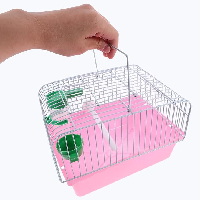 BESPORTBLE Portable Bird Carrier Travel Cage with Perch Food Box Water Dispenser Lightweight Small Bird Cage for Parrots and Lovebirds 9.29X6.57X6.29In