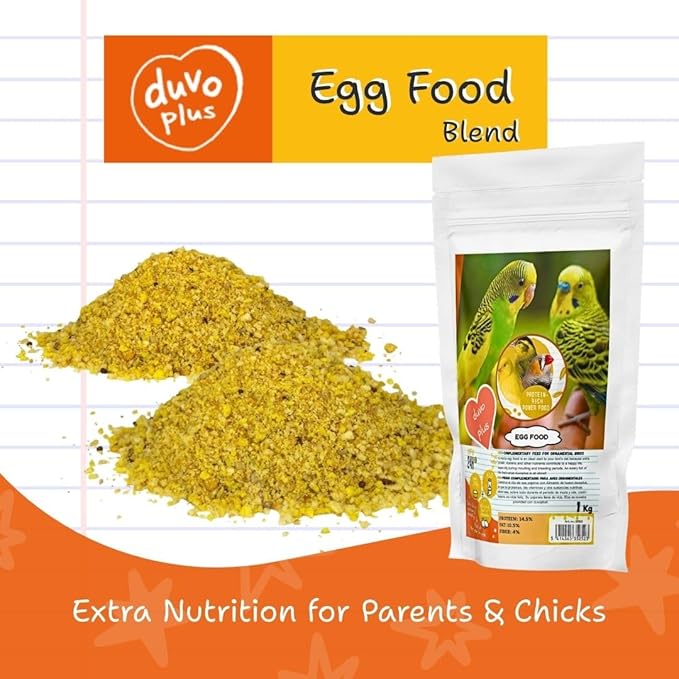 Duvoplus Egg Food for Birds 1Kg - Nutrient-Rich Blend with Added Vitamins & Protein for Supporting Growth, Feather Care, Breeding, Daily Nutrition of Canaries, Finches, Parakeets and Exotic Birds