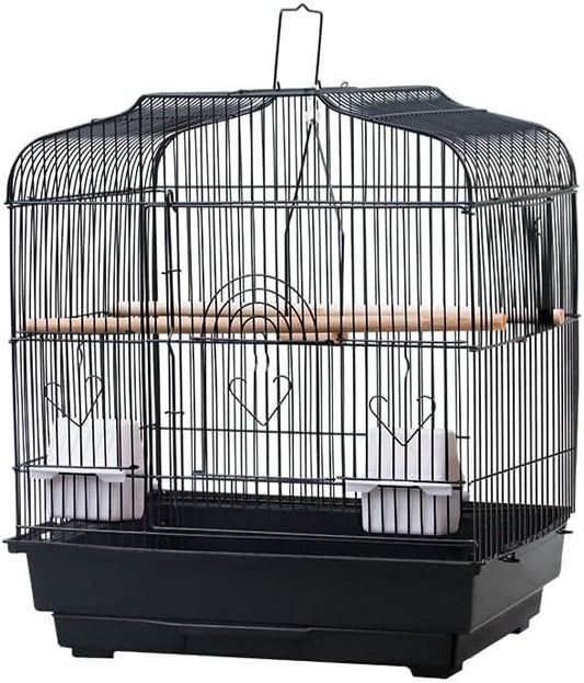 GarveeHome Small Bird Cage with Wheels, Parakeet Cage, Bird Carrier for Parakeets, Canaries, Lovebirds, Small Quaker, Cockatiels, Budgie, Green Cheek (20in Blcak)