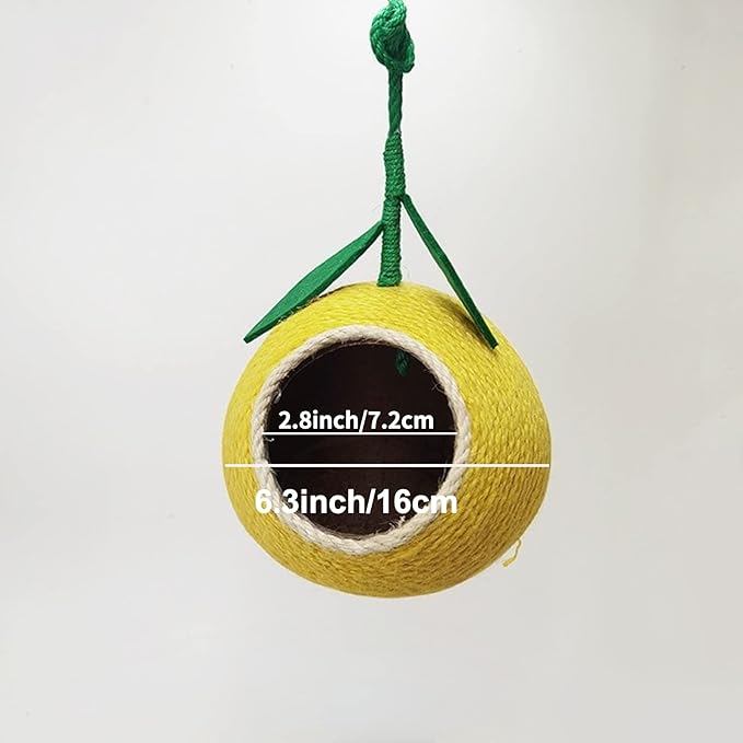 Nest for Birds Bird Nest House Natural Coconut Shell Simulation Birdhouse Grass Bird Hut Parakeet Nesting Box (Yellow)