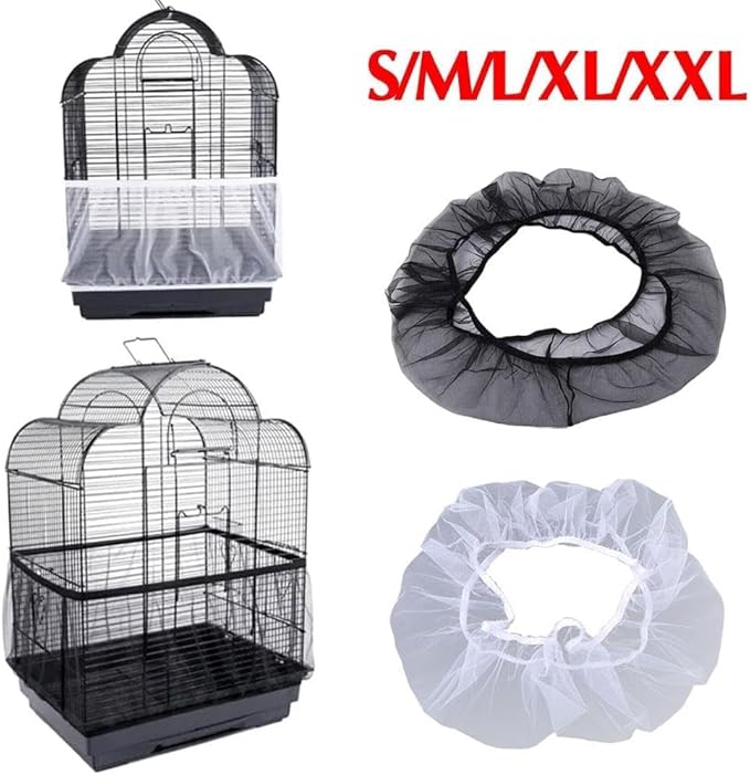 1Pc Black Small Bird Cage Cover,Small Birdcage Seed Catcher Guard Net Cover,Nylon Pet,Airy Gauze Birdcage Accessories Mesh Net,Dust,Bonsai Protection Pet Supplies