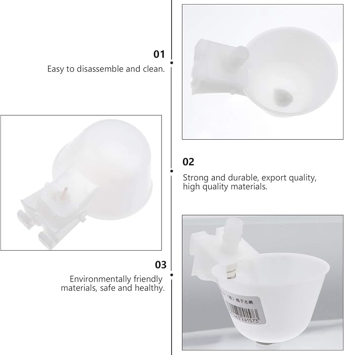 YARDWE 20PCS Automatic Pigeon Water Feeder Plastic Poultry Drinking Bowl Practical Quail Waterer Bird Supplies for Pigeon Chicken, White