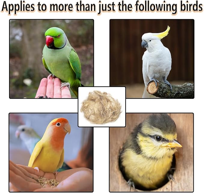 Natural Mixing Bird Nesting Materials,4 Kinds of Material Professional Ratio Matching Nesting Material Pads for Bird,Bird Nesting Material for Budgie,Parrot,Finche,Canaries,Other Birds（1.4oz/40g）