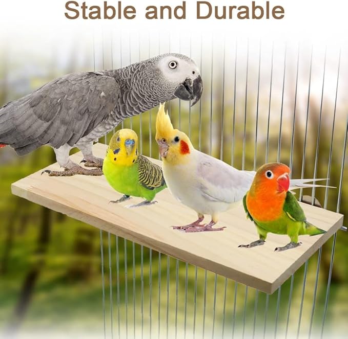 Litewoo Parrot Bird Wood Perch Platform Large Stand Shelf for Birds Budgie Parakeet Cockatiel Conure Cockatoo Macaw African Grey (2PC)