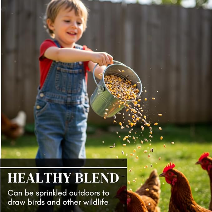 CZ Grain Premium Scratch Grains Bird Feed - Corn, Sunflowers, Wheat, Oats, Barley, Milo and Millet - Well Balanced Mix for Great Nutrition for Chickens and Ducks - Balanced Energy (5 Pounds)