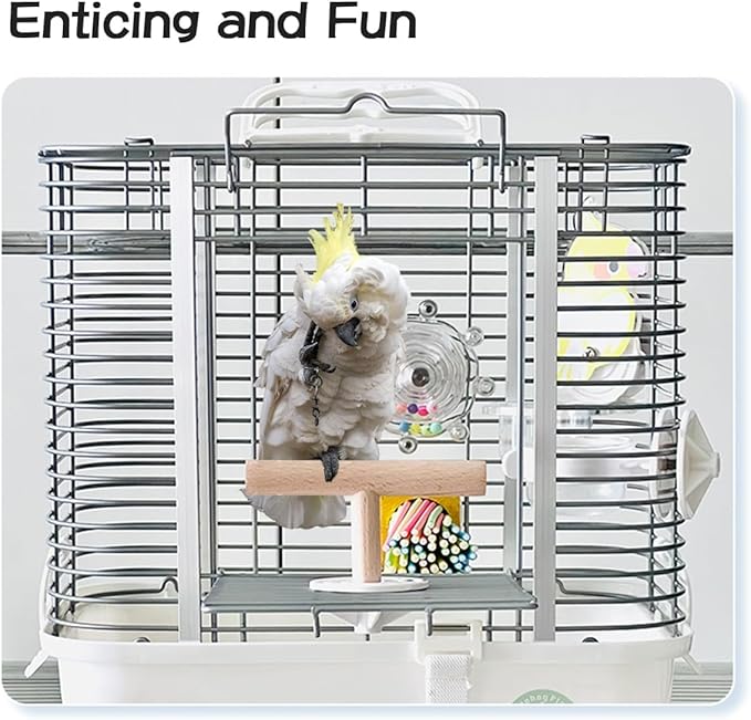 MANON ROSA Bird Toys for Parrots - Spinning Wheel Chew Toy with Rotating Plastic Spinner, Enrichment Puzzle Cage Activity for Parakeets, Conures & Cockatiels