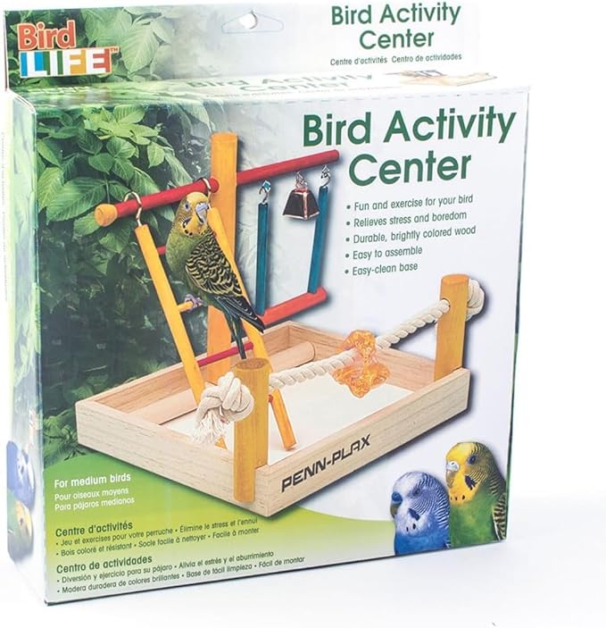Penn-Plax Bird Life Wooden Playpen – Great for Parakeets, Lovebirds, and Parrotlets – Small