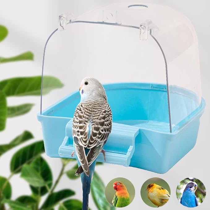 Bird Bath Tub, Hanging Bathtub Bird Cage Supplies with Hooks, Caged Bird Bath Bird Cage Parrot Supplies Bathing Tub, for Small Brids Lovebirds Canary Finches