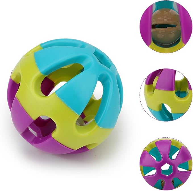 Hypeety Pet Parrot Toy Plastic Colorful Birds Ball with 1 Bell for Budgie African Grey Cockatoo Cockatiel Sun Conures 1 Ball