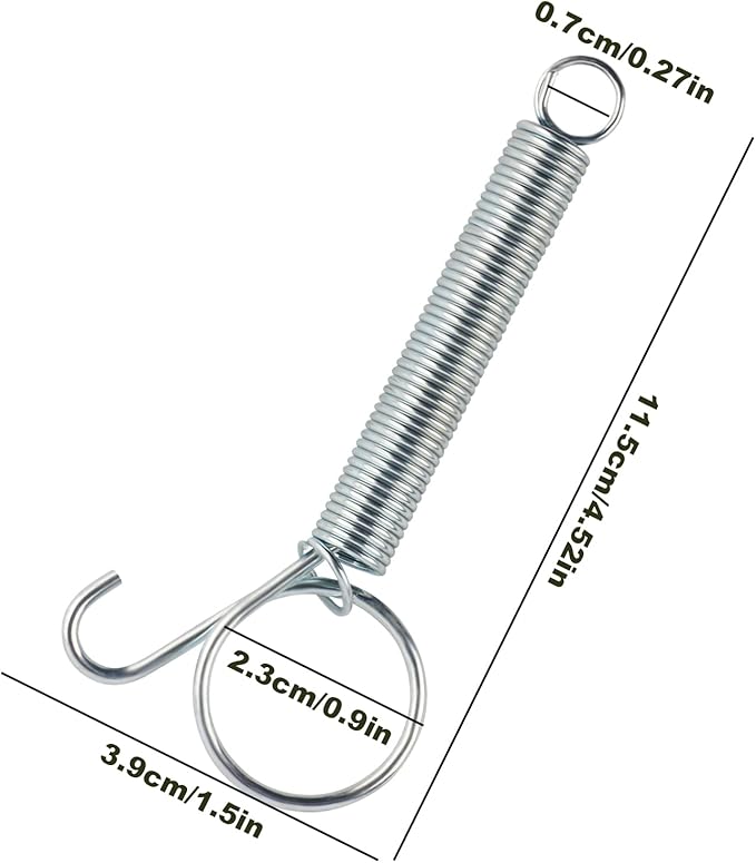 20PCS Spring Latch Hook for Cage Spring Cage Latch Metal Finger Spring Door Hook for Fixing Rabbit Birds Dog Cat Parrot Small Animal (4.52Inch)