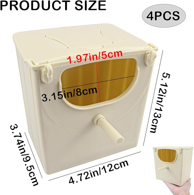 4PCS Plastic Bird Nest Box Bird Nest Breeding Boxes Outdoor Indoor Mounted Parrot Nest Boxes for Birds Finch, Squirrel, Parrot, Budgie