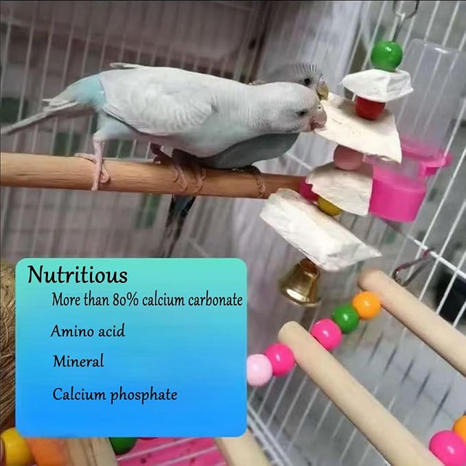 3 Pack Bird Toys with Cuttlebone - Calcium Chew Toys & Grinding Stone for Parakeets, Budgies, Cockatiels, Lovebirds - Promotes Beak Health & Prevents Destructive Chewing