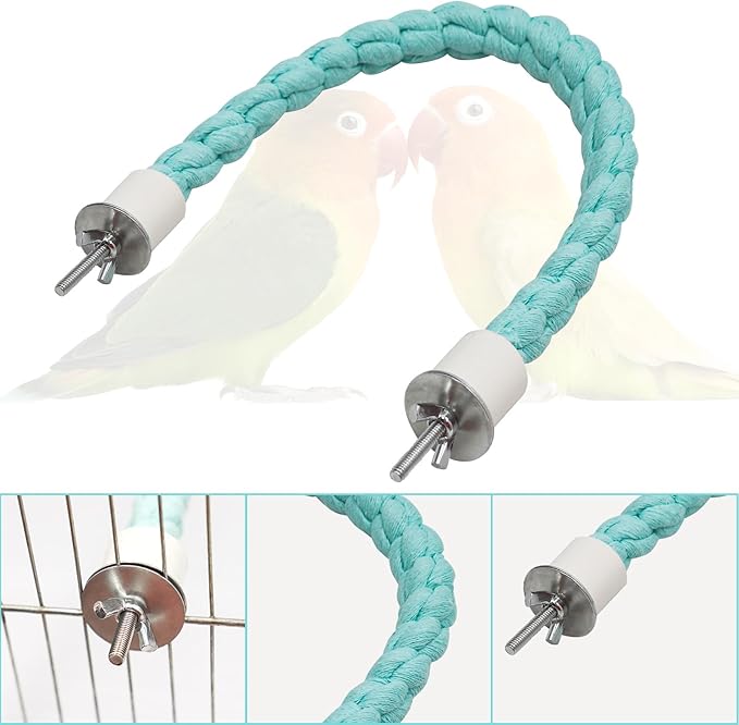 Dnoifne Bird Rope Perch, Cotton Bendable Parrot Perch Stand Toy, Bird Standing Climbing Rope, Bird Cage Accessory, Suitable for Small Birds Parrot Parakeet Budgies Cockatiels Lovebirds (22"/55 CM)