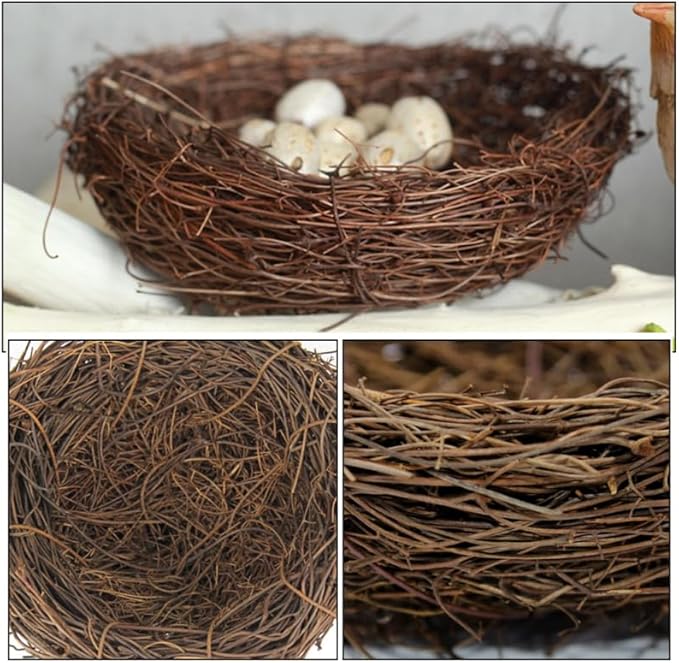 Bird Nest Rattan Nest Craft for Home and Garden Decoration 6Pcs Coffee Color Perfect for Easter and Rustic Decor