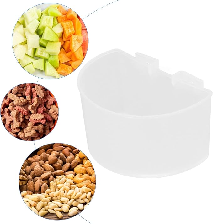 TOPINCN 20pcs Cage Cups Bird Feeders, Bird Food Bowl Hanging Water Cup Parrot Food Bowl Plastic Parrot Water Feeding Cup Birdcage Feeder for Parrot Poultry Pigeon(L-White)
