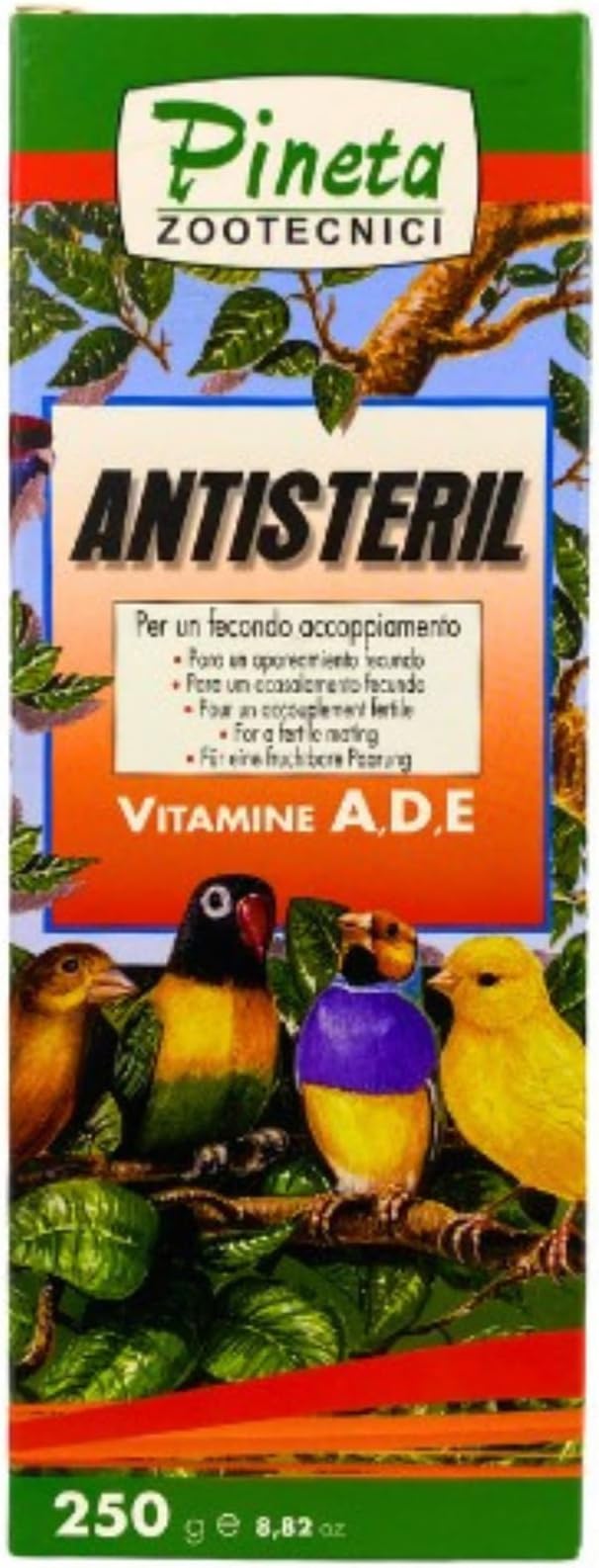 Pineta Antisteril Nutritional Antioxidant Supplement for Birds - Increases Mating, Fertility and Singing (250g)