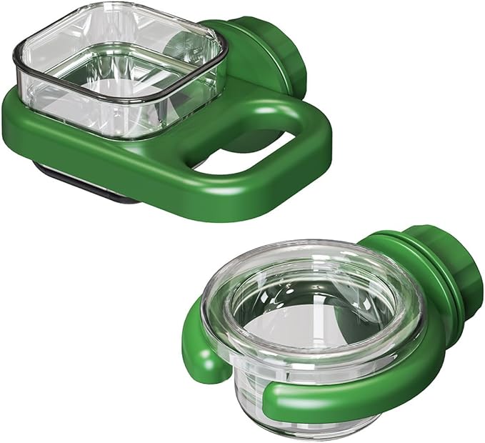 2 pcs Detachable Transparent Bowls with Green Stand for Canary Finch Parrot Seed Water Feeder