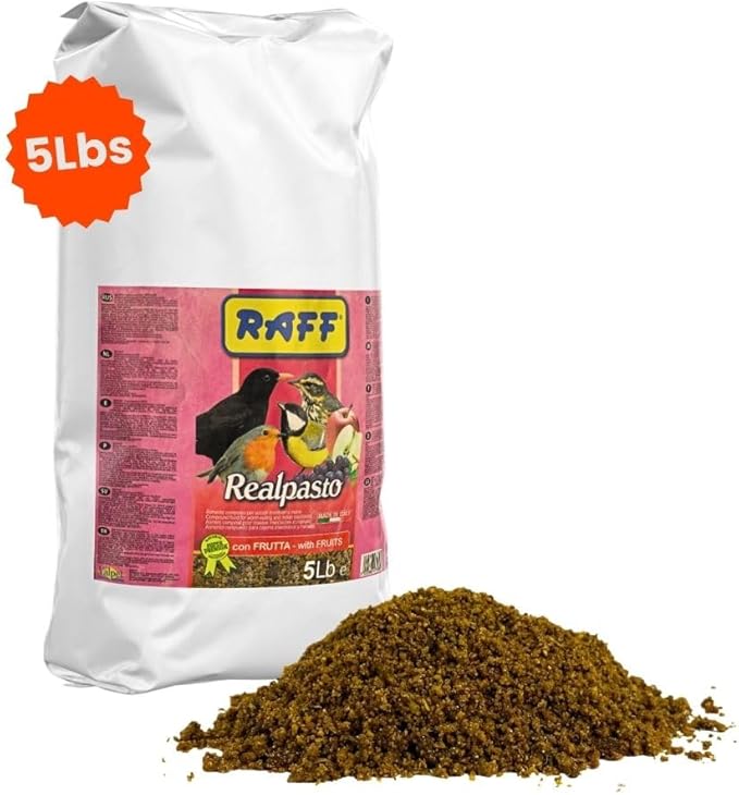 RAFF Realpasto Insect Bird Food Diet 5Lb - High-Protein for Worm-eating Bird Feed and Aviary Food Mix for All Insectivorous Species - Supports Plumage Color and Stimulates Singing Naturally