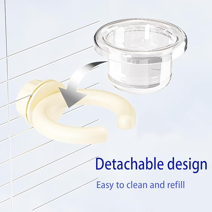 2 pcs Detachable Transparent Bowls with Green Stand for Canary Finch Parrot Seed Water Feeder