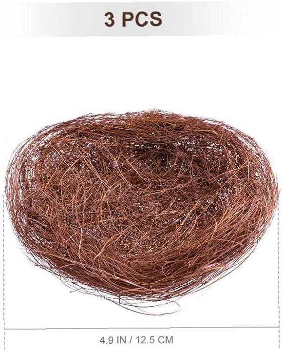 3pcs Artificial Easter Egg Nest Handmade Linen Thread Birds Nest Decoration for Crafts Home Easter Party