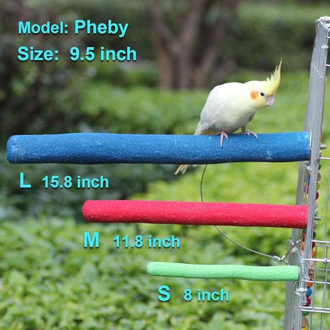 Bird Perch Rough-surfaced Nature Wood Stand Toy Branch for Parrots (Straight Perch, M)