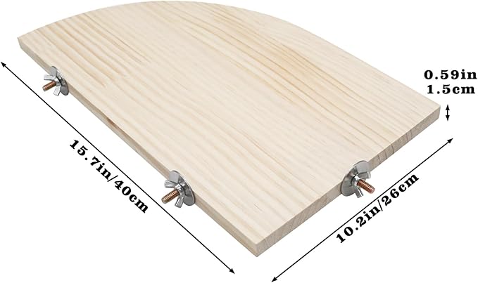 Bird Perch Stand Platform, 15.7 × 10.2 Inch Large Natural Wooden Small Animals Cage Shelf, Cage Accessories for Parrots Parakeets Cockatiels Rats Hamster Guinea Pig Conure Chinchillas
