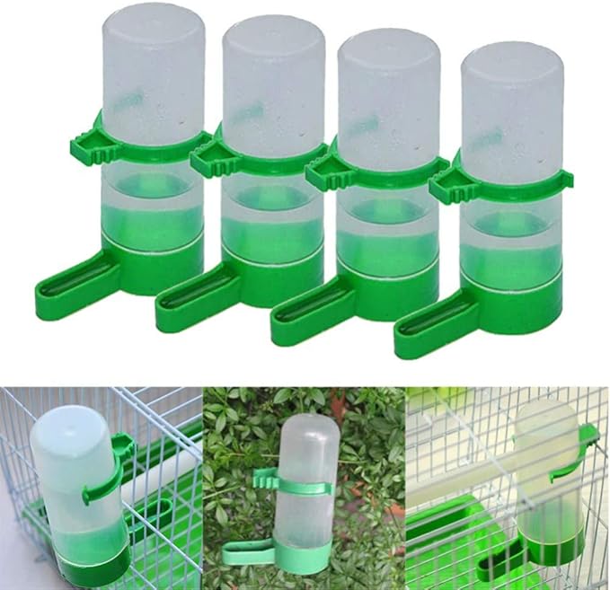 Ochine 4Pcs Bird Water Feeder Plastic Drinker Waterer Clip Food Dispenser Feeders Automatic Birds Feeders Hanging Cage Water Dispenser Feeders for Parrot Budgie Cockatiel Lovebirds Chicken